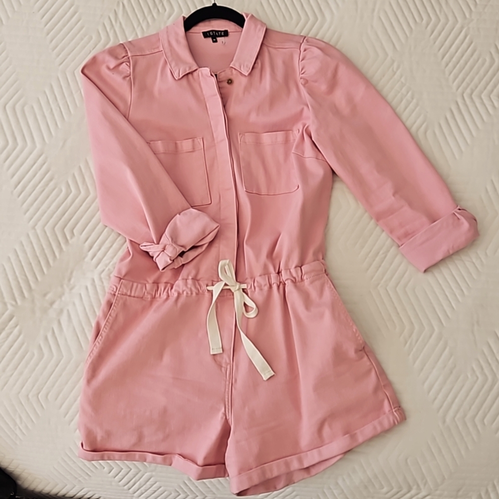 Pink denim romper by 1.State